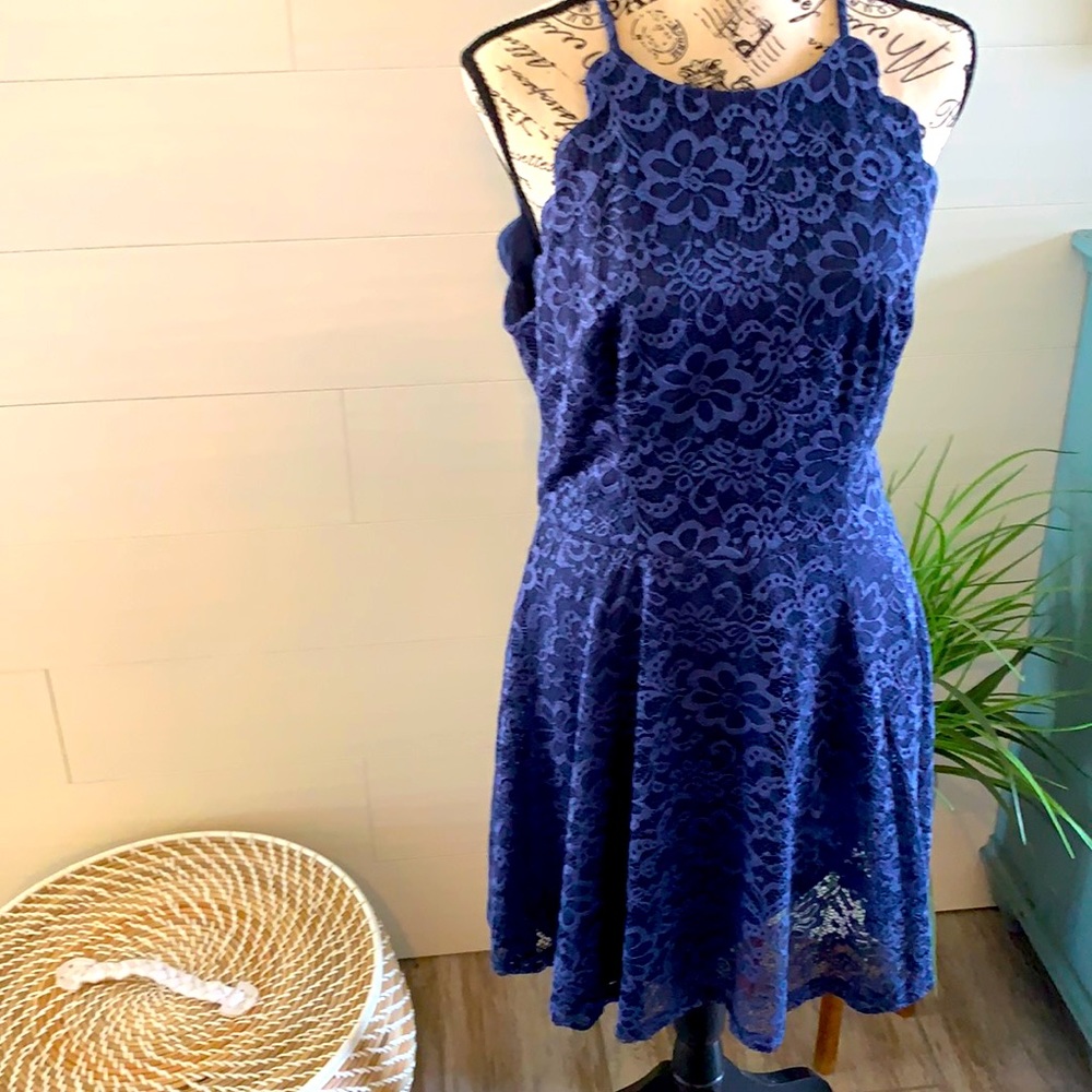 New without tags blue lace cocktail dress.